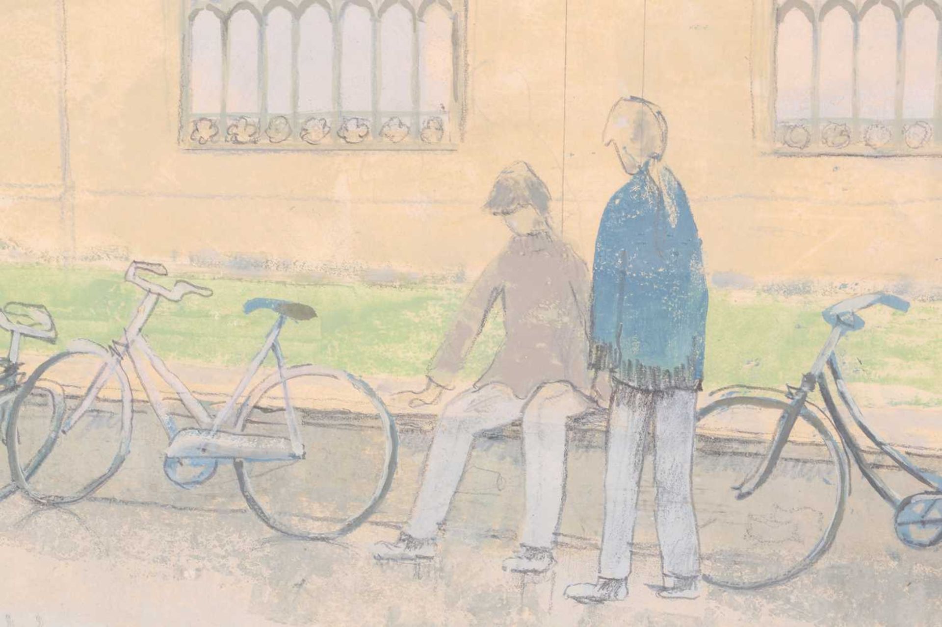 Pamela Townsend (b.1920), Bicycles on a rail outside Kings College, Cambridge & Cycling in the Rain, - Image 7 of 11