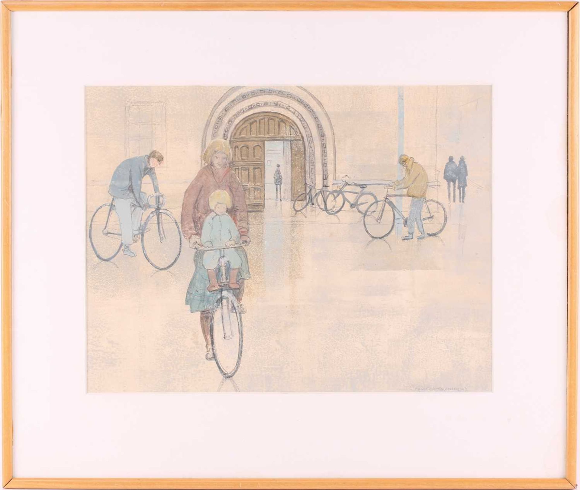Pamela Townsend (1920-2019) British, 'Cyclists passing Christ's College, Cambridge', 'Bicycles - Image 6 of 13