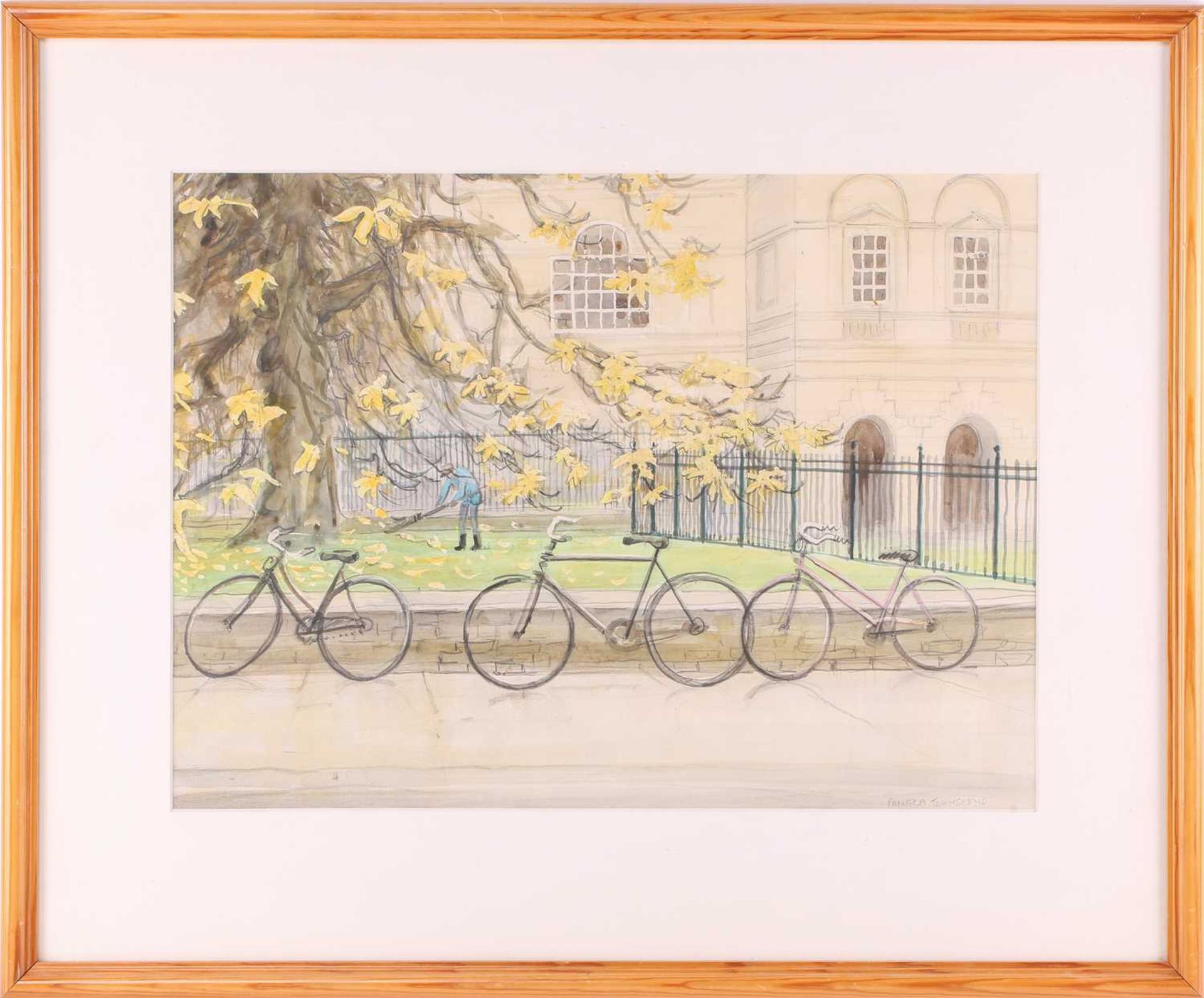 Pamela Townsend (1920-2019) British, 'Cyclists passing Christ's College, Cambridge', 'Bicycles - Image 2 of 13