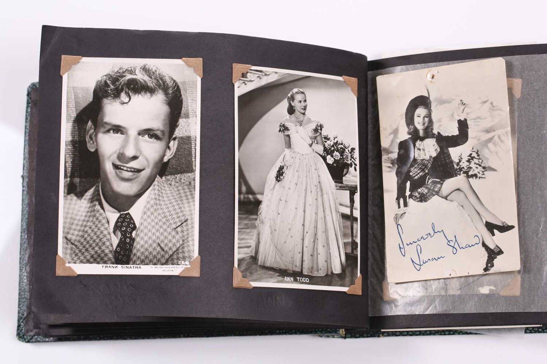 A mid 20th century album of portrait postcards, entertainment figures, some with facsimile - Image 38 of 52