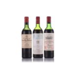 A bottle of Chateau Grand Puy Lacoste Saint Guirons Pauillac 1970, together with a Chateau Mouton