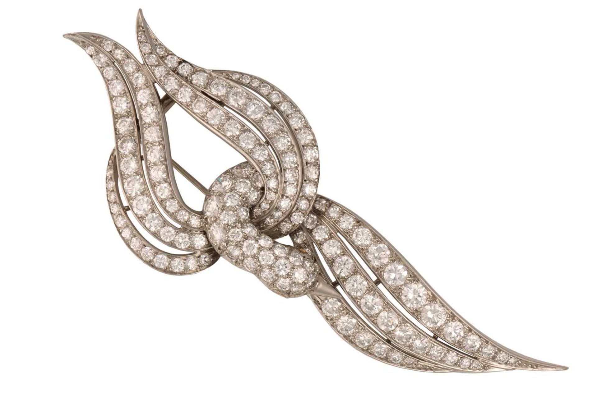 Pierre Sterlé - a diamond brooch in the form of a stylised bird, circa 1960, designed as a swan head