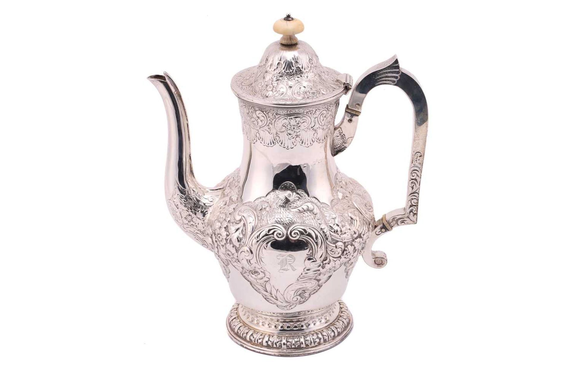A good quality silver four-piece tea set, Birmingham 1886, comprising a teapot and coffee pot both - Image 3 of 24