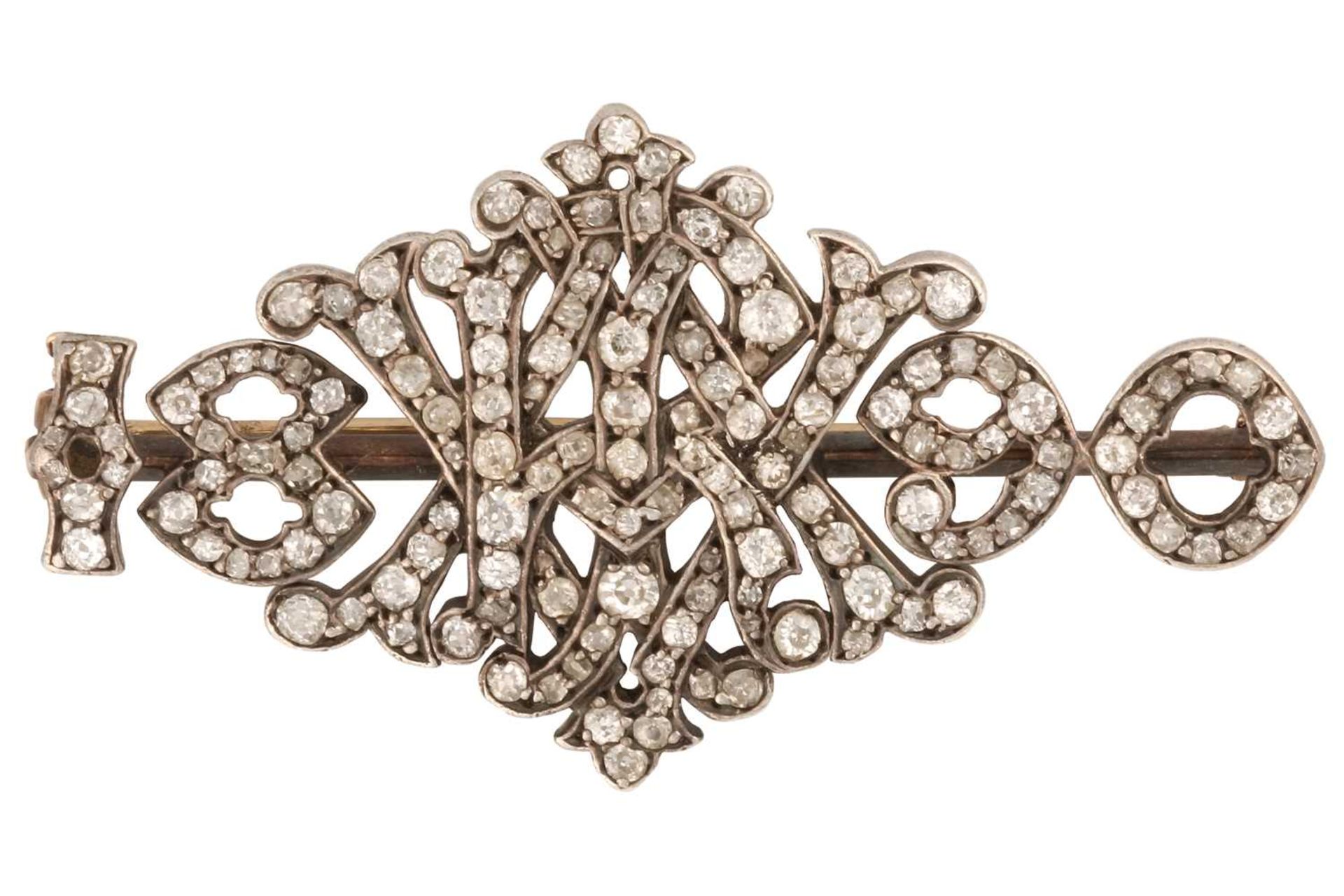 An 1890 royal cypher diamond brooch, possibly to commemorate Queen Victoria and Prince Albert's 50th