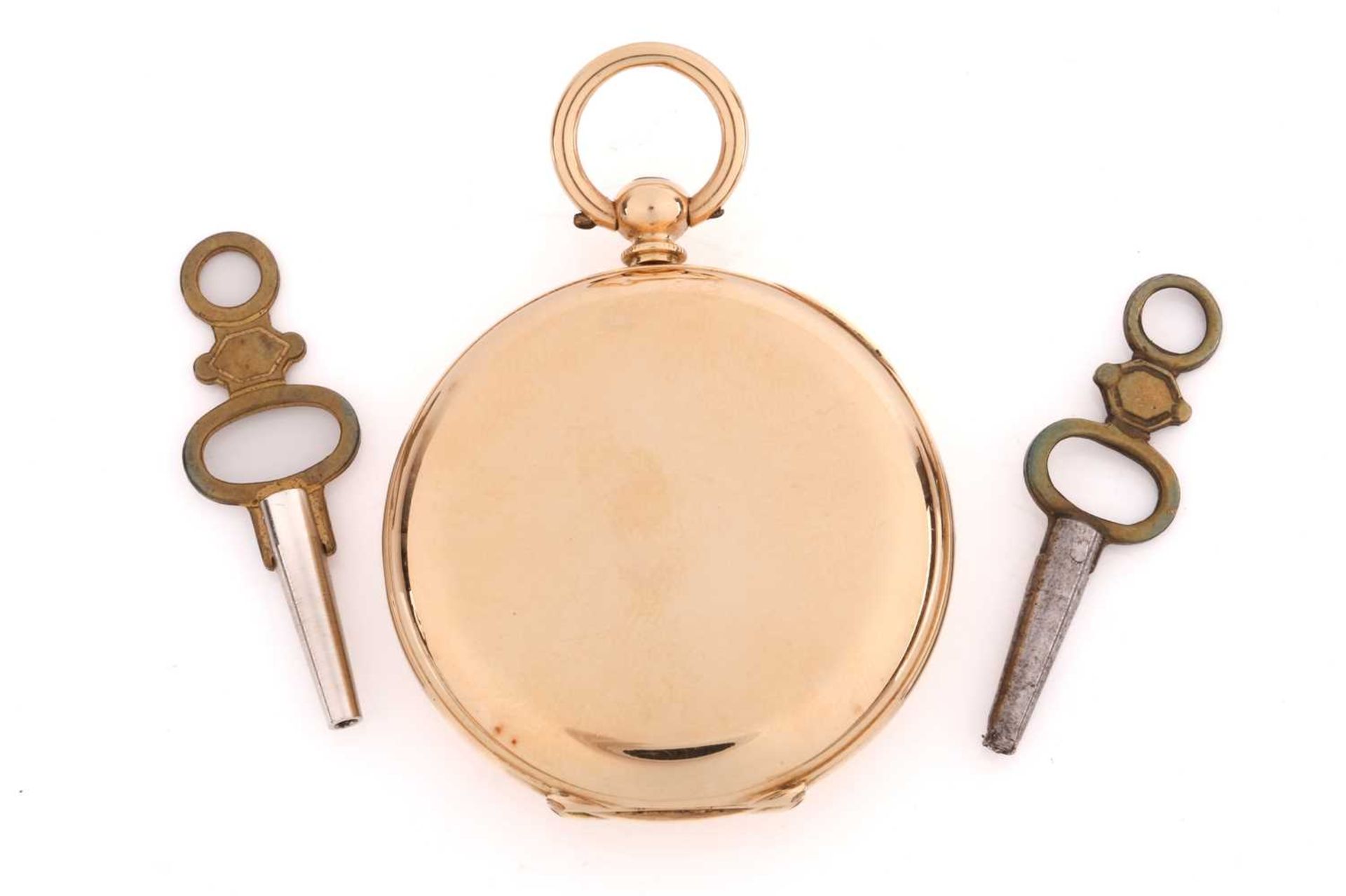 An 18k gold and enamel ladies half-hunting cased key wind pocket watch, with jewelled movement - Image 2 of 8