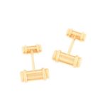Tiffany & Co. - a pair of 'Atlas' column bar cufflinks in 18ct yellow gold, ridged motifs fitted