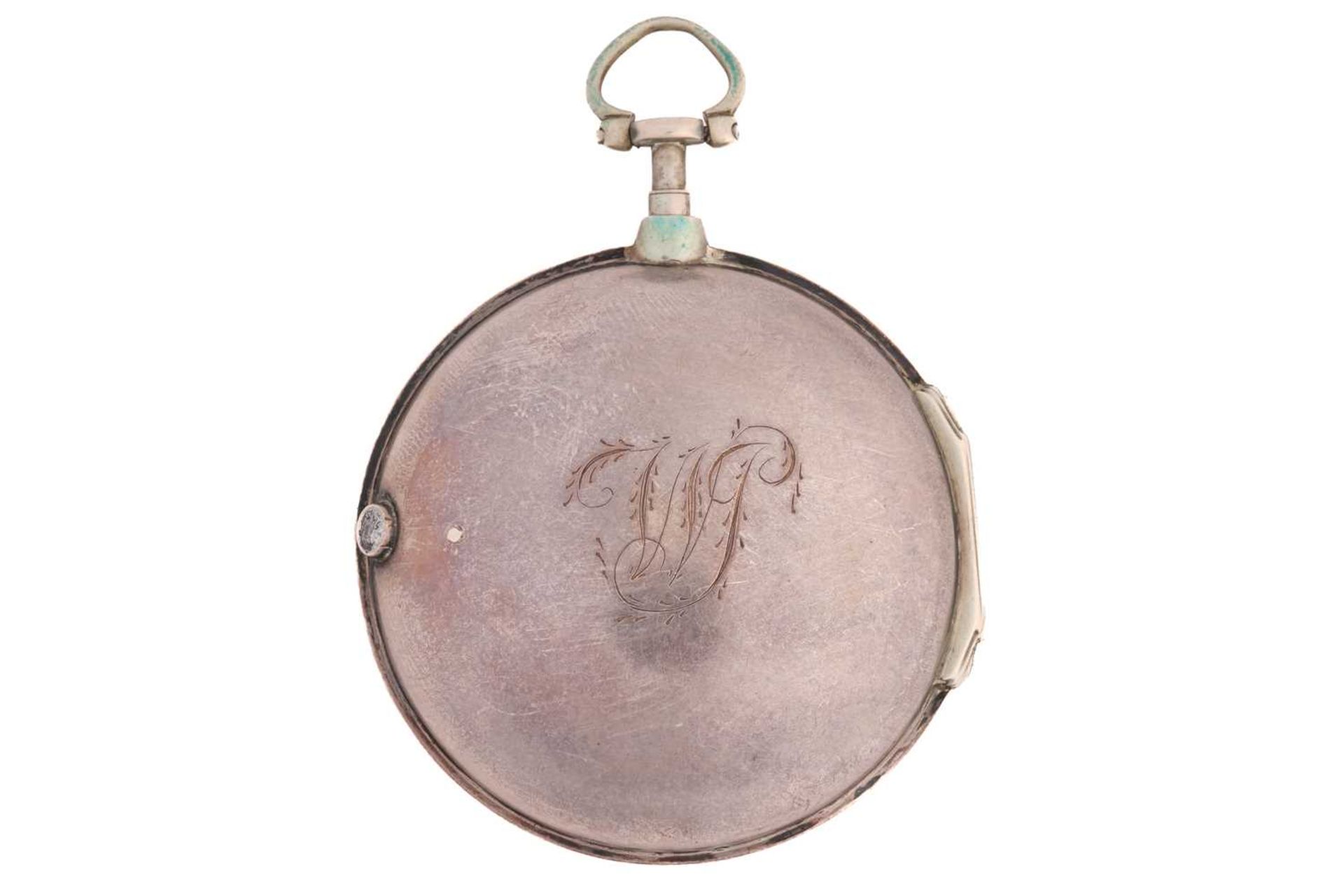 A George III silver pair cased key wind fusee pocket watch, the case bearing a hallmark for London - Image 7 of 30