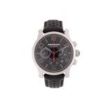 A Montblanc stainless steel automatic chronograph wristwatch, the black dial with large numerals,