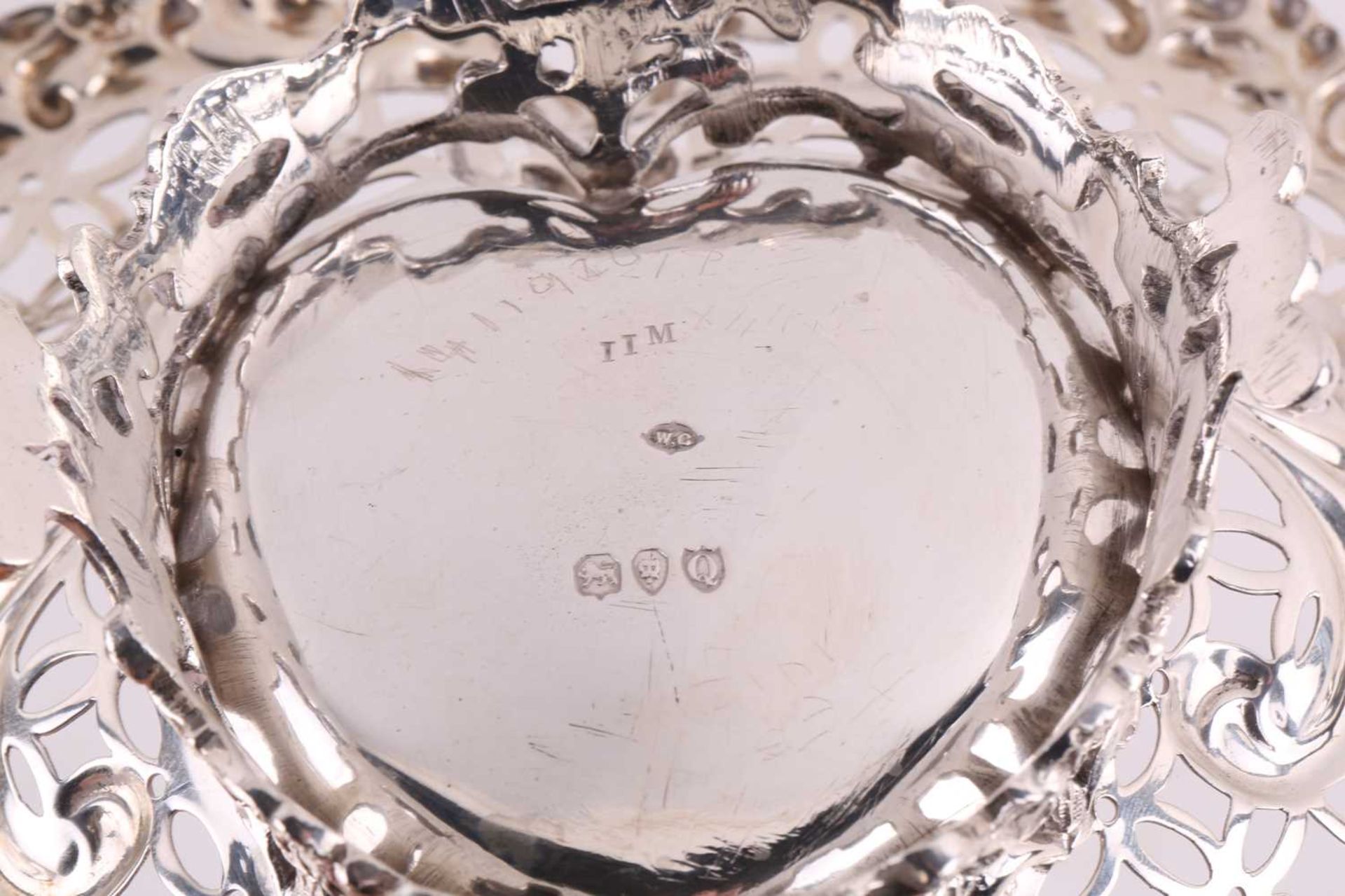 A silver sugar caster of baluster form the pull-off cover with pierced decoration and flame finial - Image 5 of 6