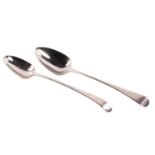 Two George III silver Old English pattern basting spoons, one London 1781 by William Sumner &
