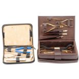 Asprey. A small tool kit in a fitted Asprey leather case together with an Asprey's leather cased