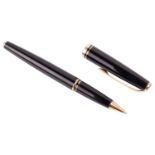 Montblanc Generation roller ball pen with black resin barrel and pull-off cap with emblem on the