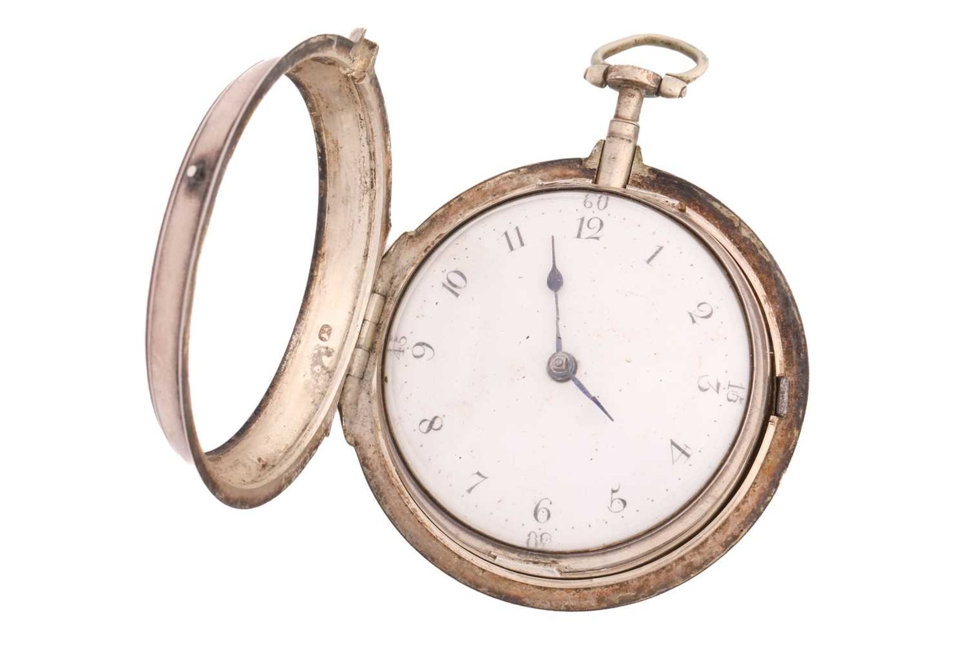 A George III silver pair cased key wind fusee pocket watch, the case bearing a hallmark for London - Image 17 of 30