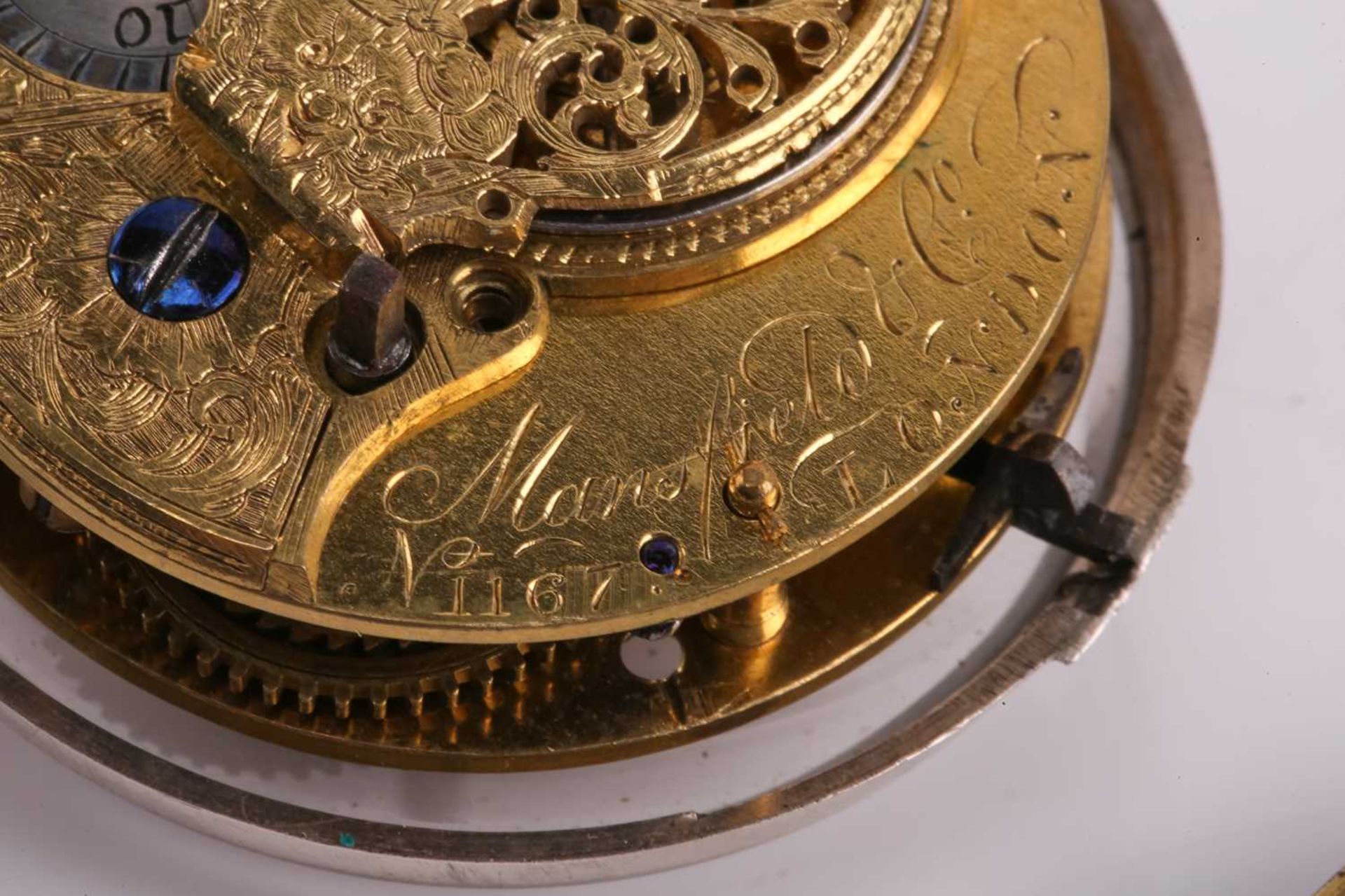 A George III silver pair cased key wind fusee pocket watch, the case bearing a hallmark for London - Image 20 of 30