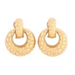 A pair of hooped clip-on earrings, each consisting of a hinged circular hoop to a surmount, textured