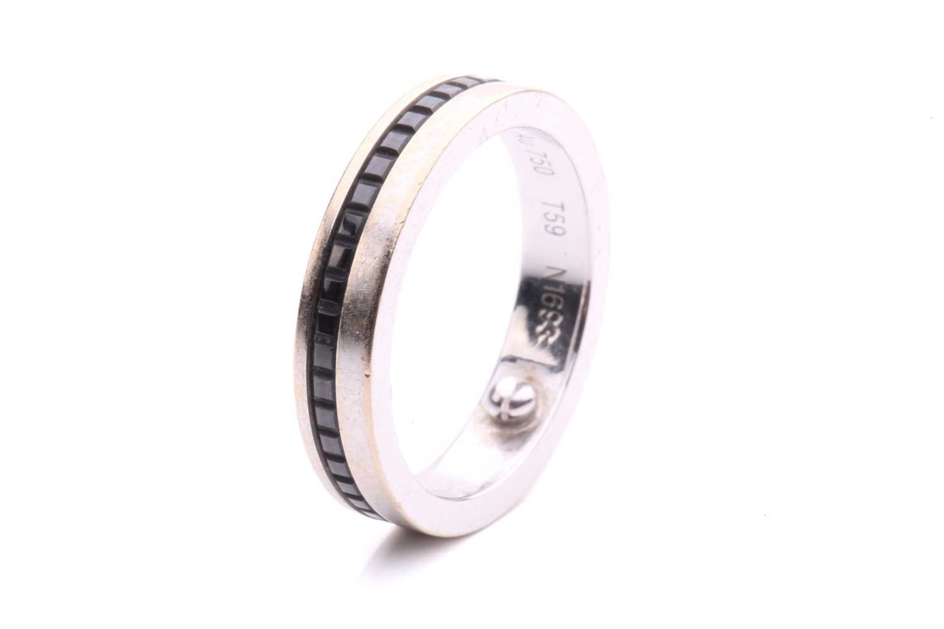 Boucheron - a 'Quatre' black edition wedding band, the polished flat band accented with studded - Image 2 of 6