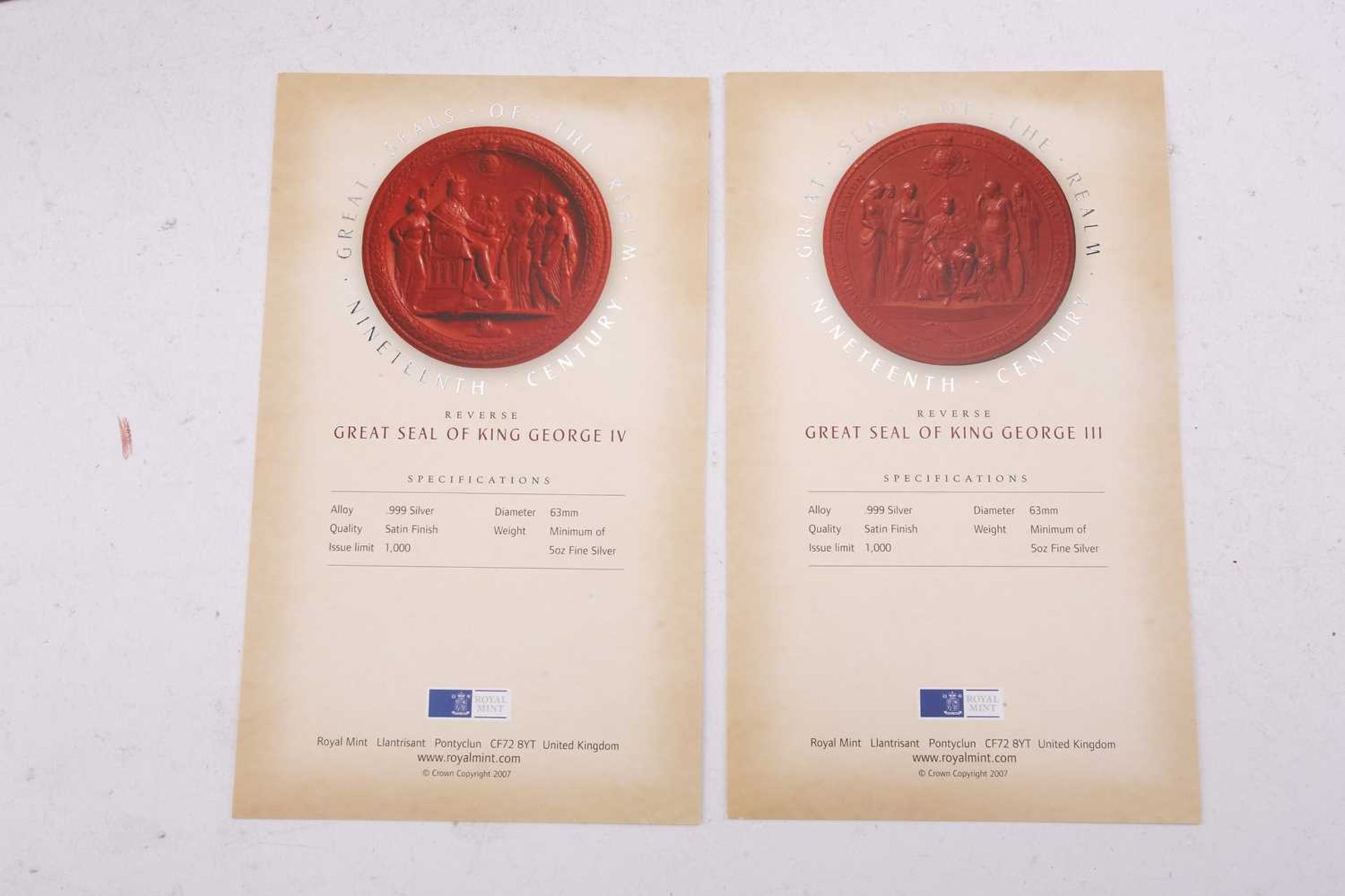 Royal Mint - Great Seals of the Realm 19th century, five silver encapsulated coins, no 0416, issue - Image 12 of 14