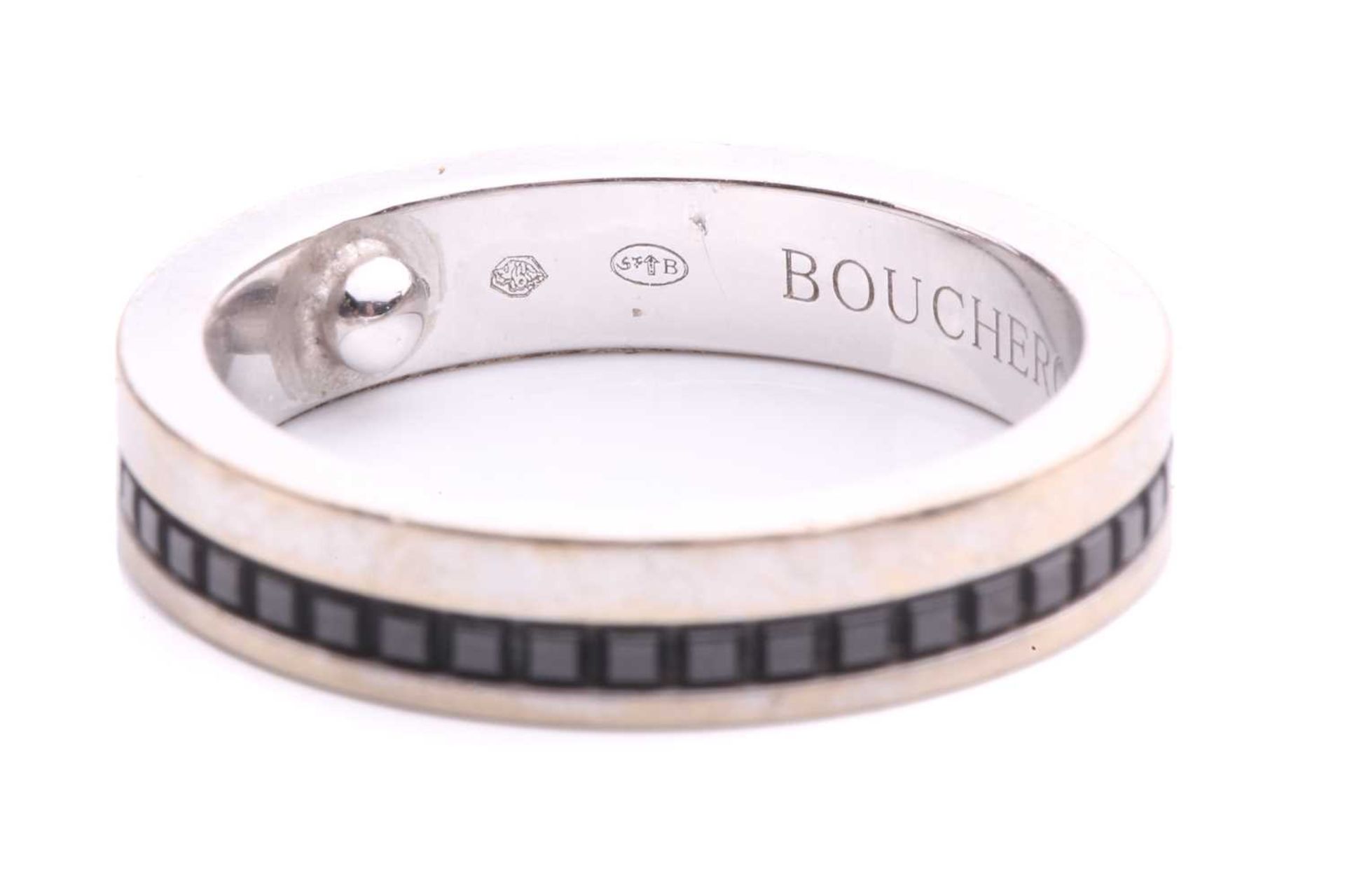 Boucheron - a 'Quatre' black edition wedding band, the polished flat band accented with studded - Image 4 of 6