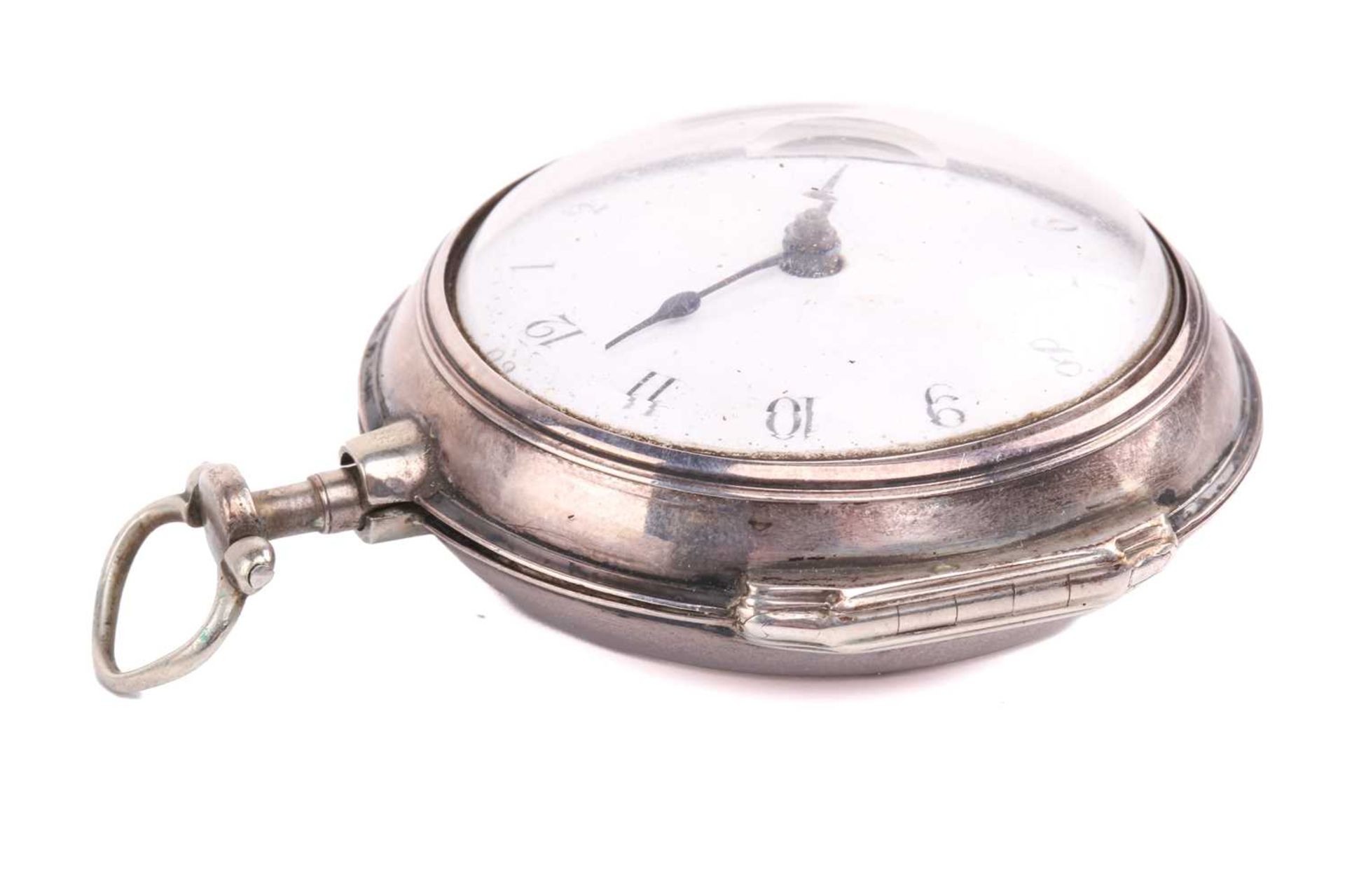 A George III silver pair cased key wind fusee pocket watch, the case bearing a hallmark for London - Image 10 of 30