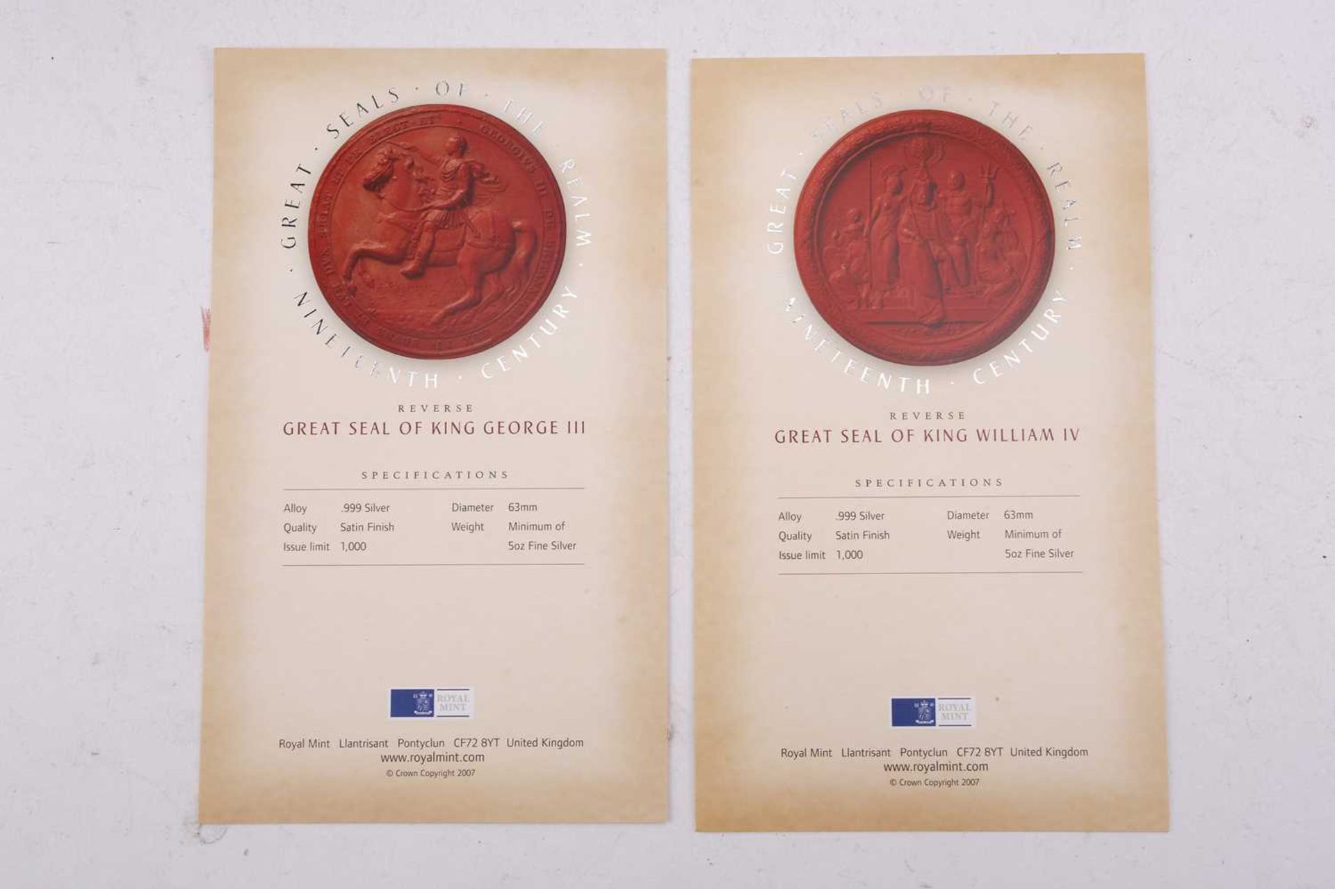 Royal Mint - Great Seals of the Realm 19th century, five silver encapsulated coins, no 0416, issue - Image 11 of 14