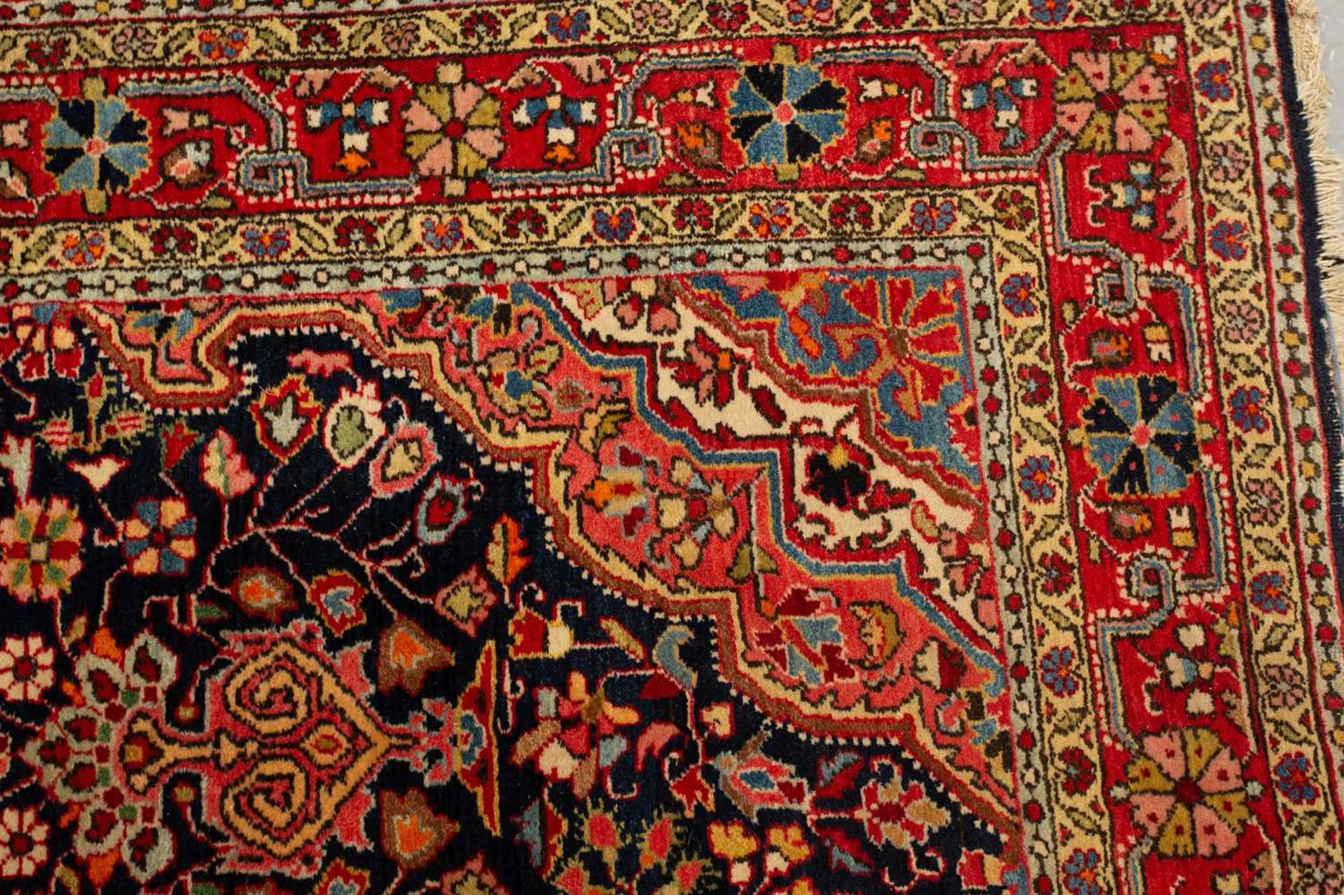 A dark blue ground Baktiari rug, 20th century, with a central lozenge with stylized lanterns - Image 3 of 5