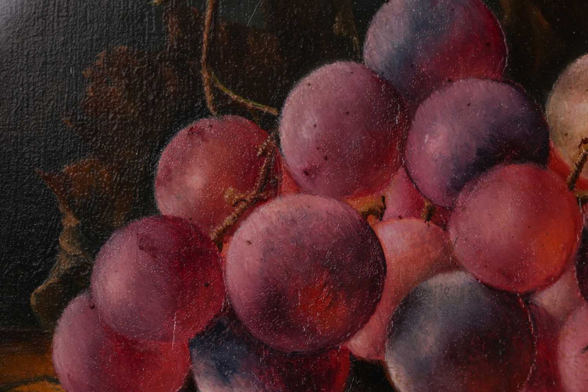 W. Winder (19th century), still life of grapes on marble, signed and dated '85, oil on panel, 17 x - Image 4 of 7
