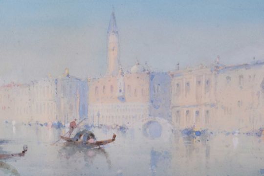 Wilfred Knox (1884 - 1966), Gondolas and the Doge's Palace, Venice, signed, watercolour, 26.5 x 37 - Image 7 of 9