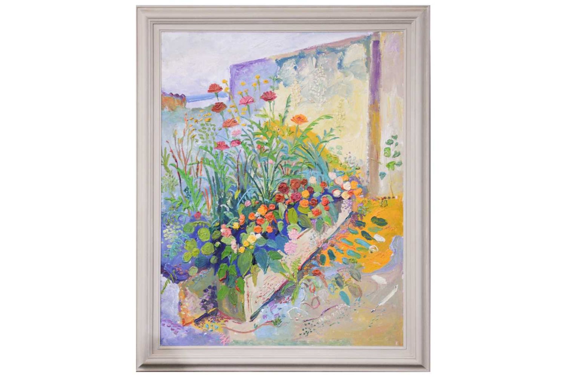Fred Yates (1922 - 2008), 'My Garden in Rancon', signed, oil on canvas, 115.5 x 89 cm, framed, frame - Image 2 of 18