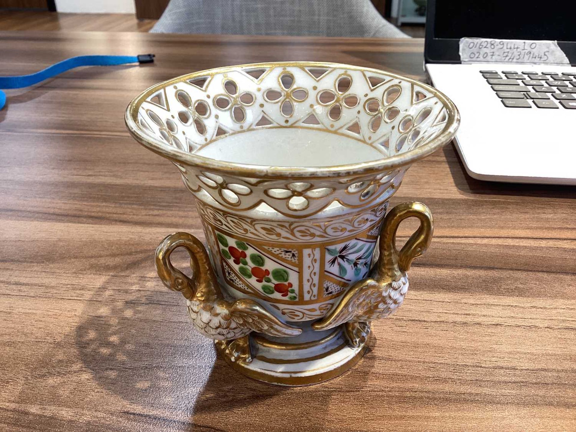 A Vienna bisque porcelain swan sauce boat early 20th century, with a gilded interior, based on an - Image 19 of 21