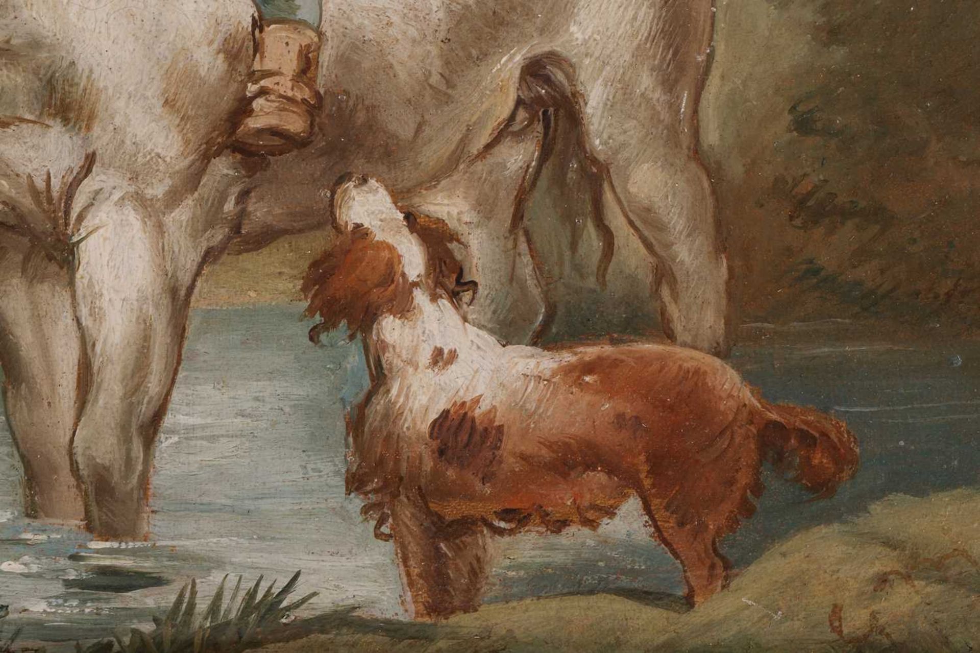 Attributed to George Charles Morland (1762-1804), Horse and Rider, initialled ‘GM’, a pair of oils - Image 4 of 17