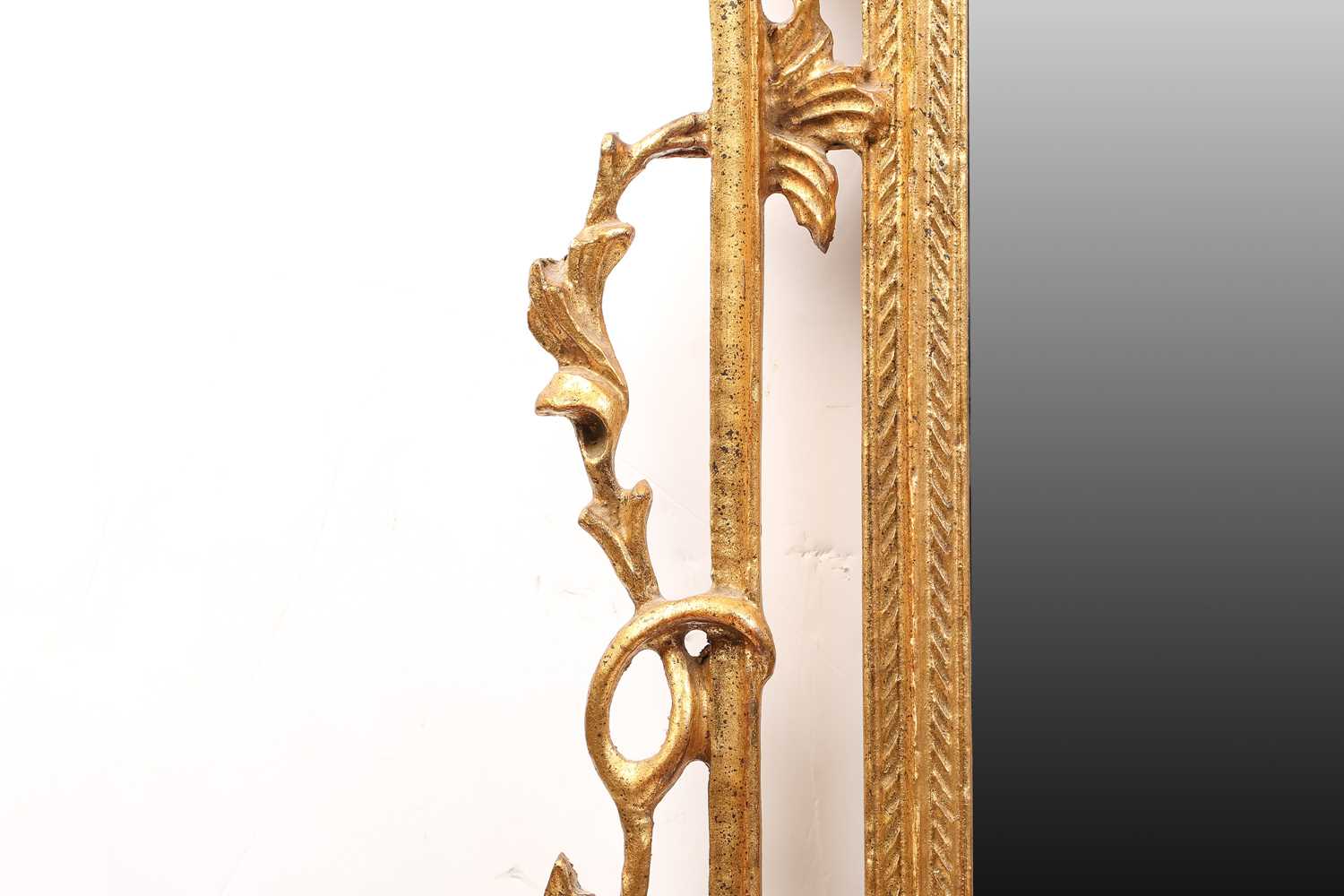 A 'Chinese Chippendale' style carved and giltwood wall mirror, late 20th century, with pagoda - Image 7 of 11