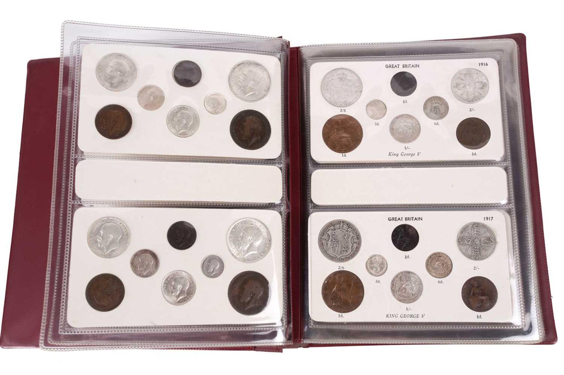 Great Britain - an album containing sixteen full sets of George V coins, half crown to farthing - Image 6 of 15