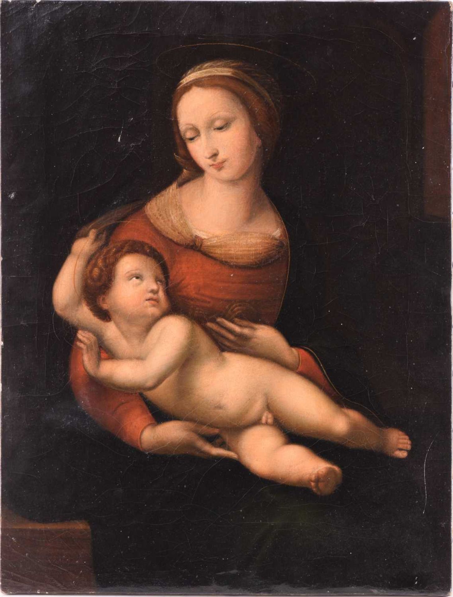 18th-century Italian school, after Raphael, 'The Bridgwater Madonna', unframed oil on canvas, 48 - Image 2 of 9