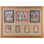 A set of seven Indian watercolours, four of an erotic nature, largest 19 cm x 20 cm, framed and