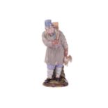 A Russian Imperial Porcelain (St Petersburg) figure, 'The Hazel Grouse Vendor', Catherine II period,