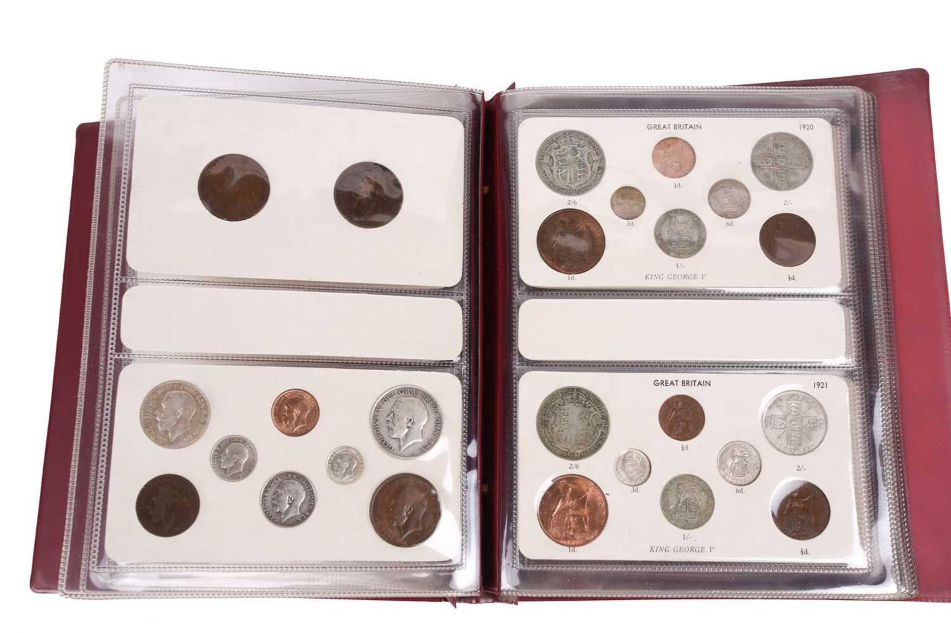 Great Britain - an album containing sixteen full sets of George V coins, half crown to farthing - Image 8 of 15