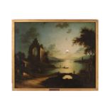 Manner of Sebastian Pether (1790 - 1844), Moonlit Riverscene with Ruins, oil on canvas, 49 x 59.5