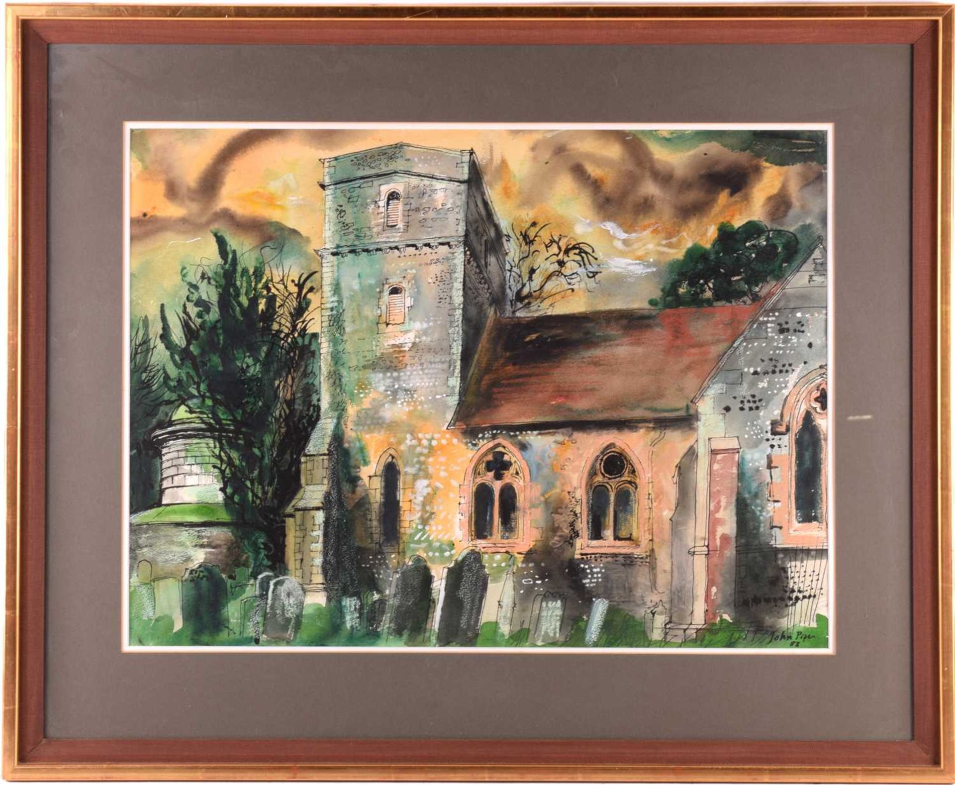 John Piper (1903 - 1992), St Mary the Virgin Church, Fawley, signed and dated 83, watercolour and