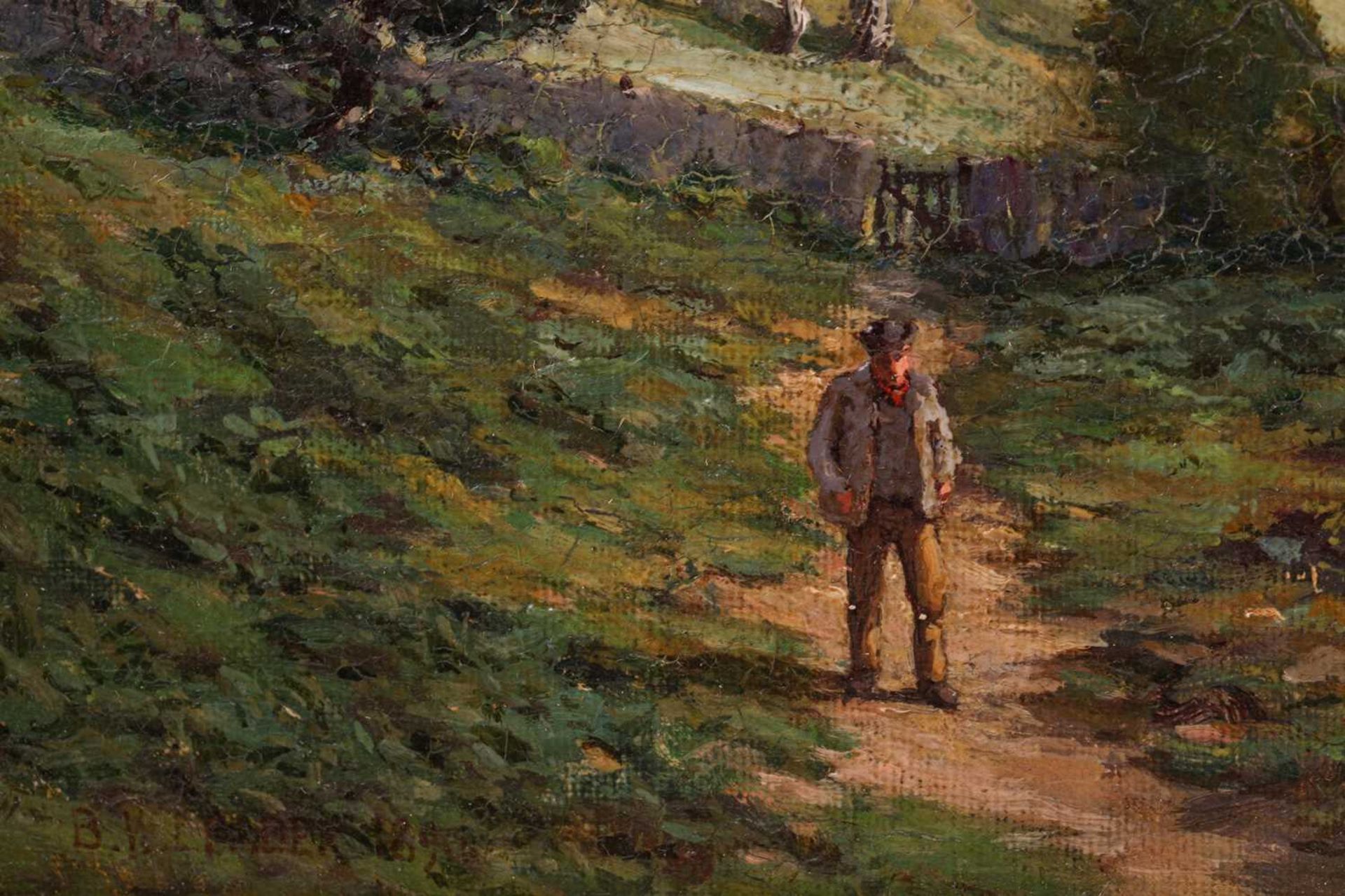 B.W.L. Sader? (19th century), Man walking along a rural track, signed indistinctly, dated 1890, - Image 4 of 9