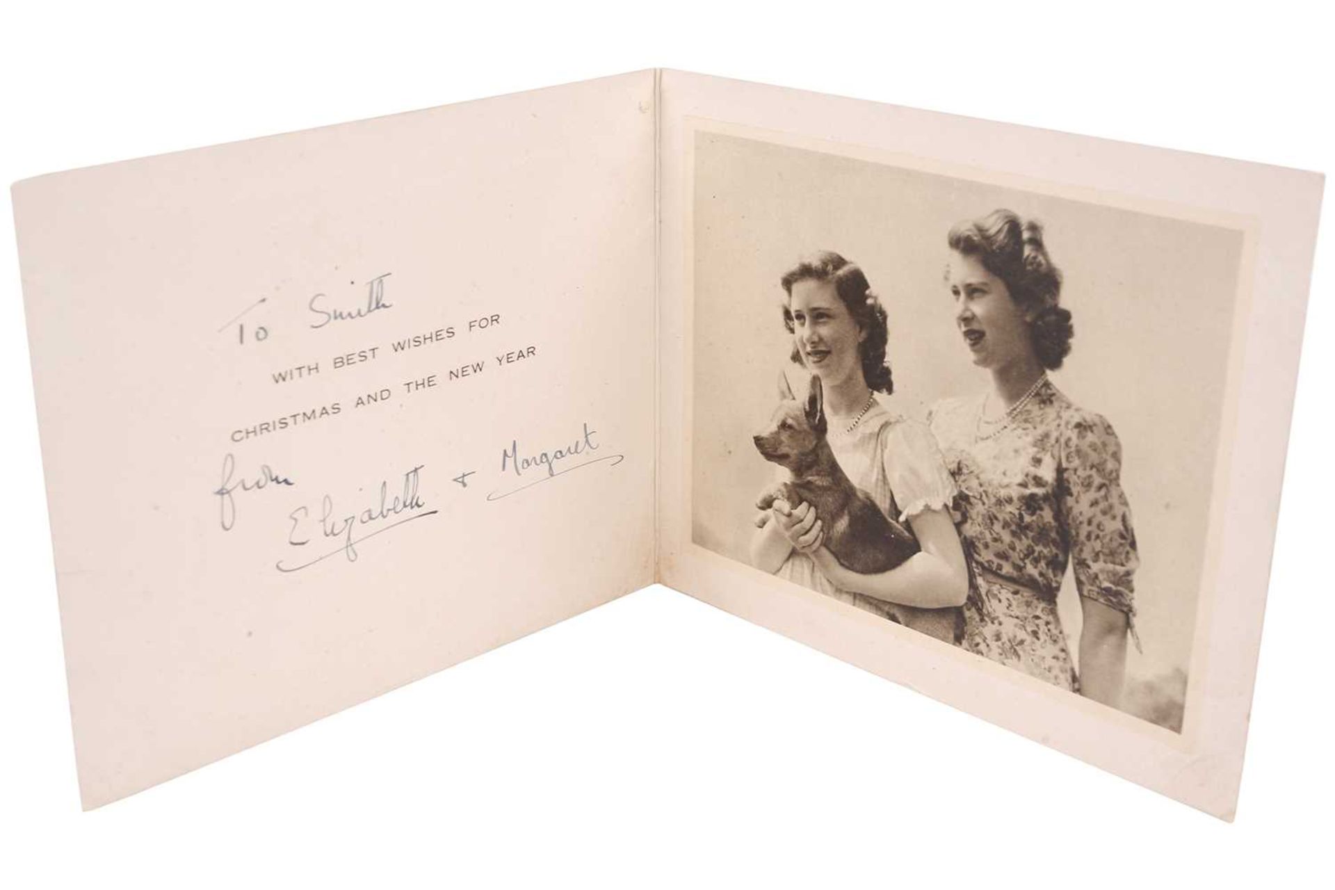 A rare 1940s Christmas card, sent and signed by Princess Elizabeth [later Queen Elizabeth II] and