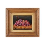 W. Winder (19th century), still life of grapes on marble, signed and dated '85, oil on panel, 17 x