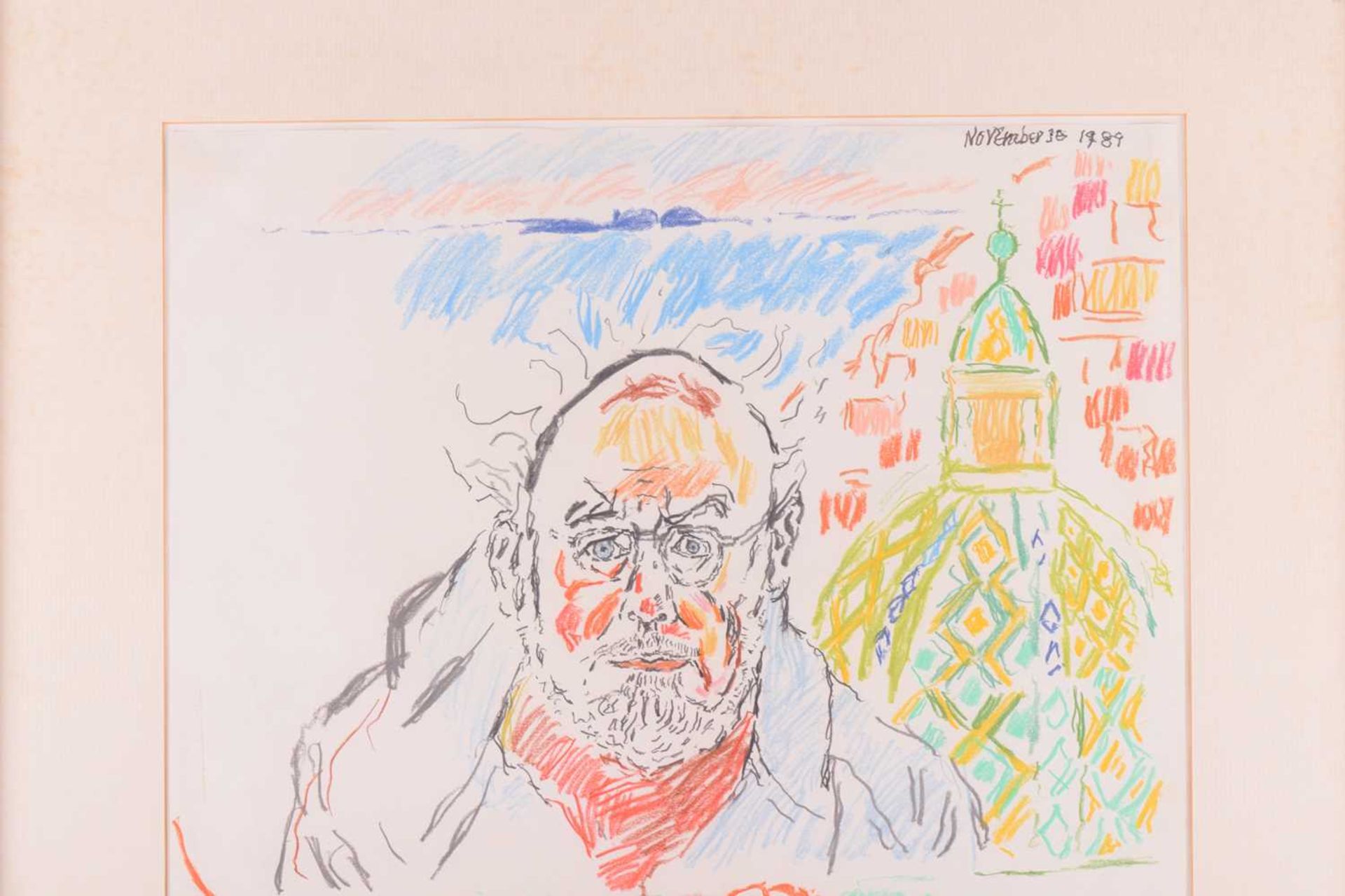 John Bratby (1928-1992), ‘Self Portrait, Positano, Italy 1989’, watercolour, oil chalks and - Bild 3 aus 9