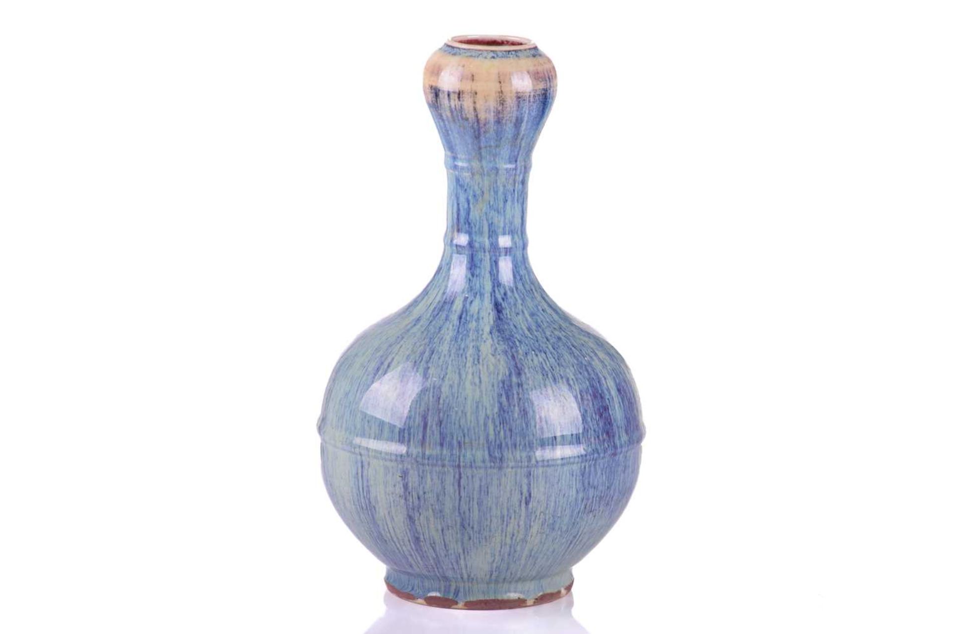 A Chinese suantouping flambe glaze vase, the neck with two raised bands, a further raised and around - Image 2 of 10