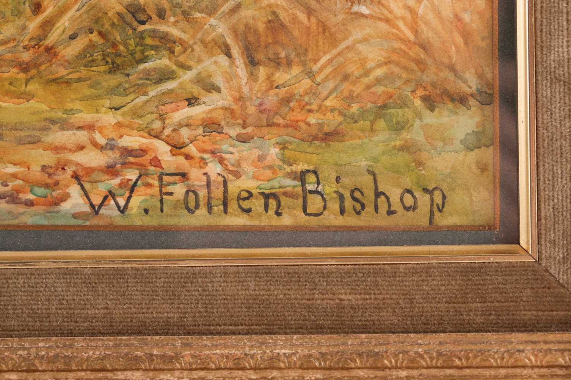 Walter Follen Bishop (1856 - 1936), Welsh riverside Chapel in a landscape, possibly upper reaches of - Image 7 of 17