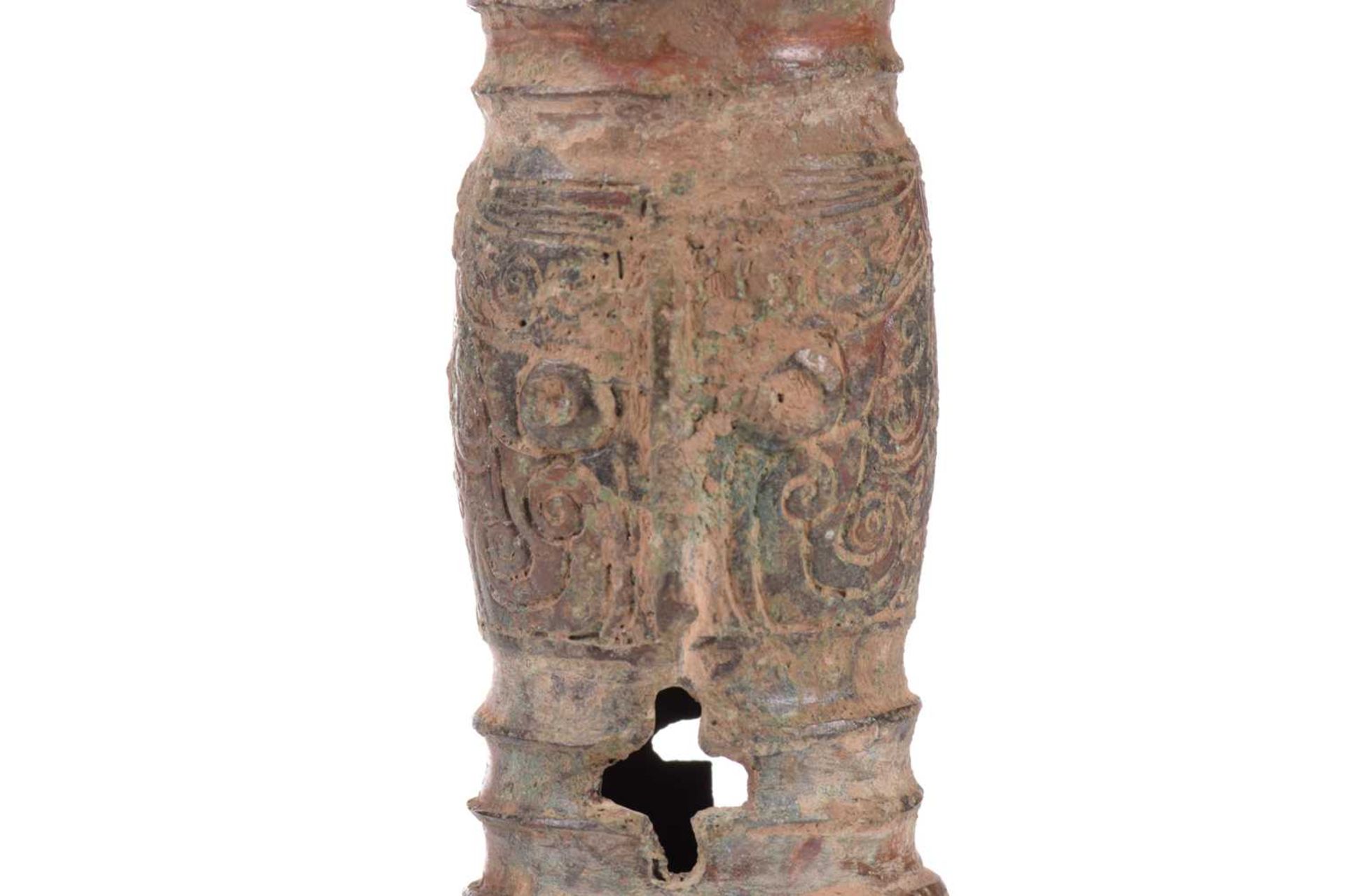 A Chinese Shang style bronze Gu vase, possibly Ming dynasty, with trumpet shape mouth, the lower - Image 7 of 10
