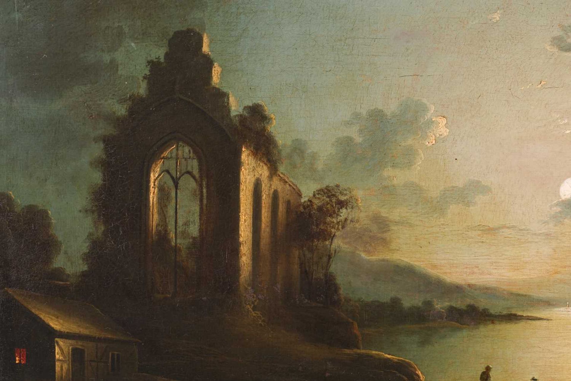 Manner of Sebastian Pether (1790 - 1844), Moonlit Riverscene with Ruins, oil on canvas, 49 x 59.5 - Image 3 of 13