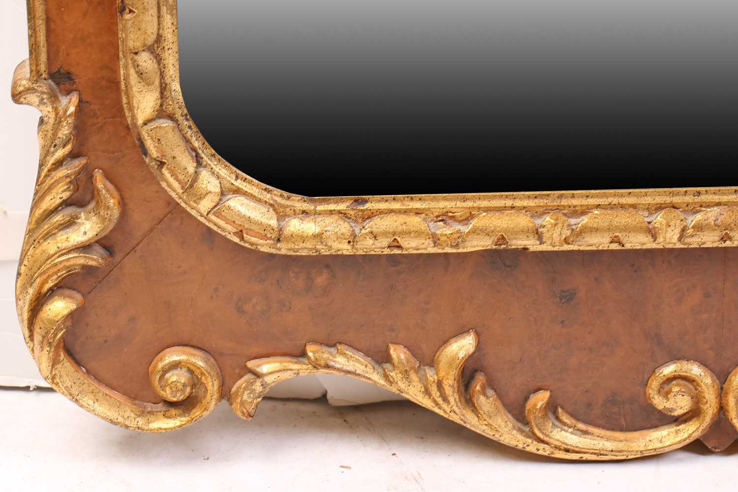 A George I style walnut and parcel gilt rectangular wall mirror in the "Kentian" style, 20th - Image 6 of 6