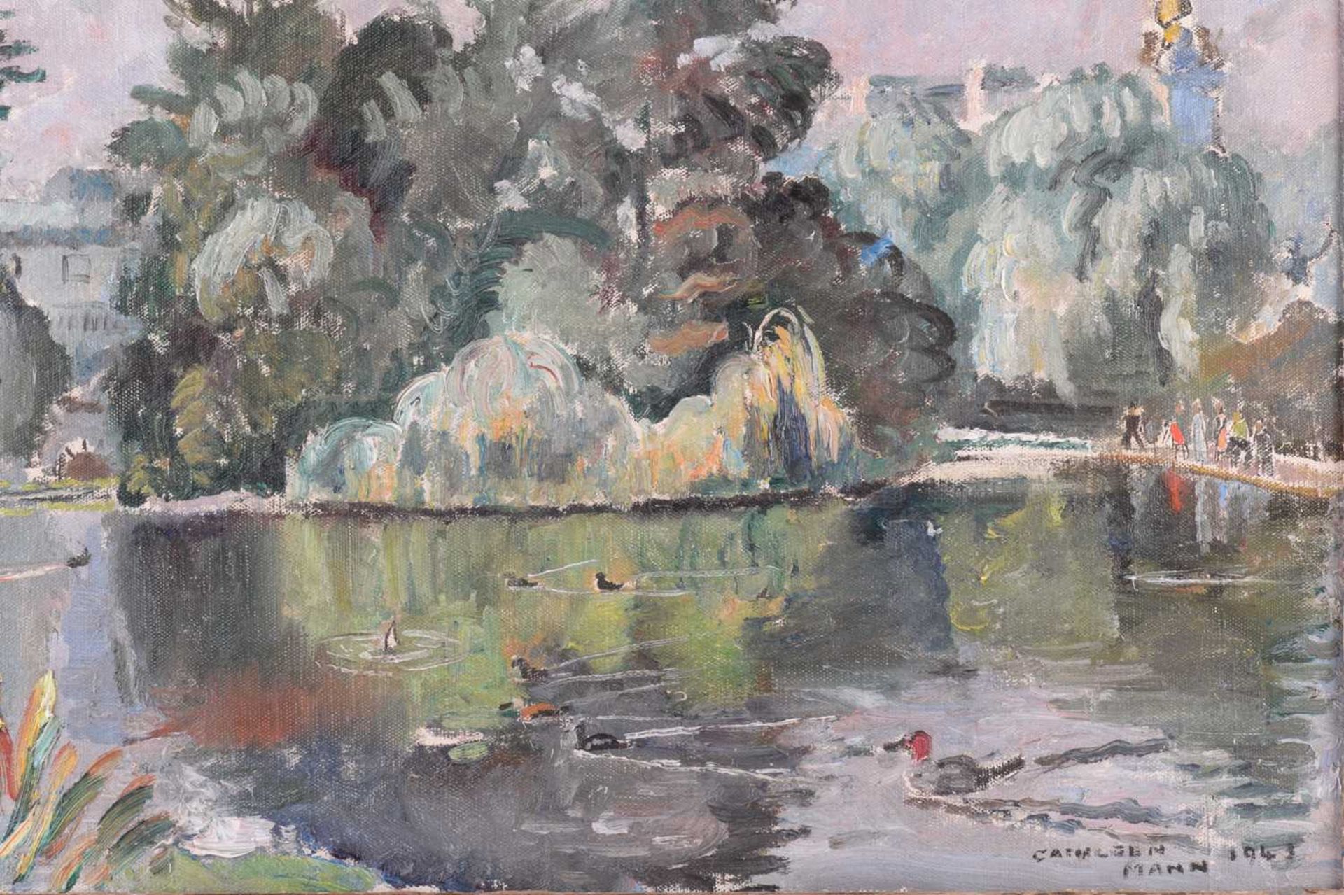 Cathleen S Mann (1896-1959), St James’ Park, signed and dated 1943, oil on canvas, 50 x 60cm, - Image 5 of 12