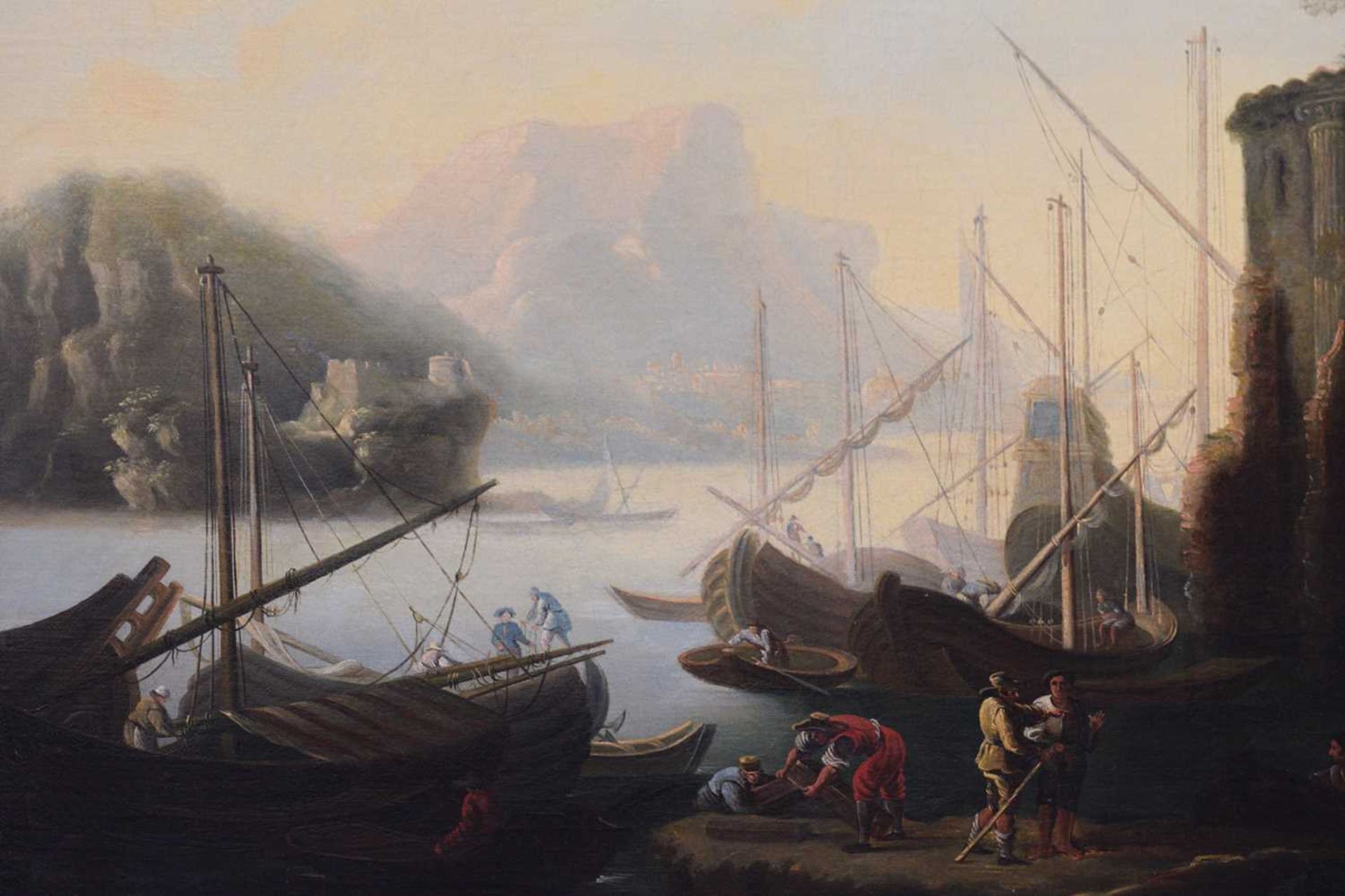 Follower of Joseph Vernet (1714 - 1789) French, Mediterranean harbour scene with ruins, unsigned, - Image 11 of 15