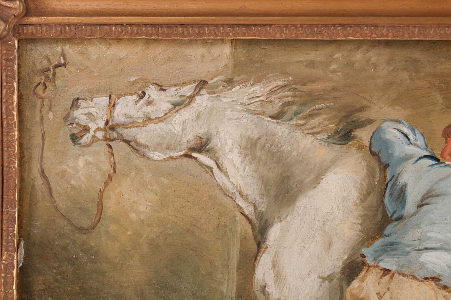 Attributed to George Charles Morland (1762-1804), Horse and Rider, initialled ‘GM’, a pair of oils - Image 11 of 17